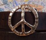 Peace Sign Red Bronze Buckle