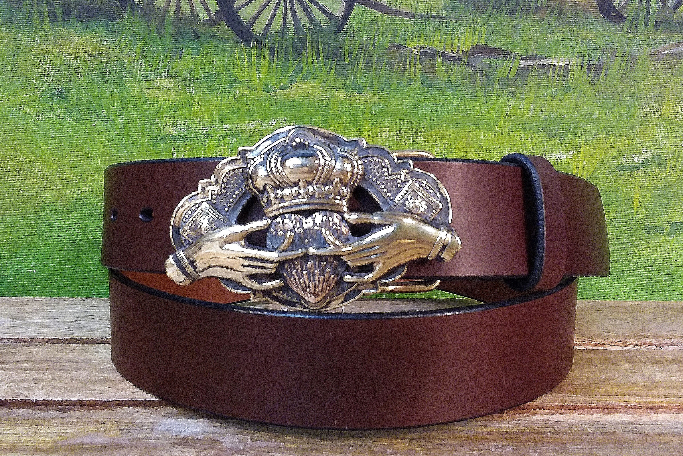 Irish Claddagh Leather Belt Cellar Leather