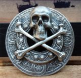 Skull and Crossbones Buckle in Silver Plate