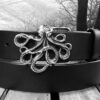 Octopus Leather Belt in Silver Plate