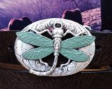 Oval Dragonfly Curved Tail Buckle in Silver Plate