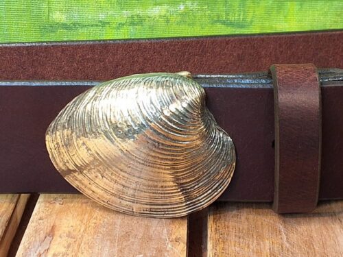 Quahog Shell Buckle in Solid Brass Quahog Shell Buckle in Solid Brass