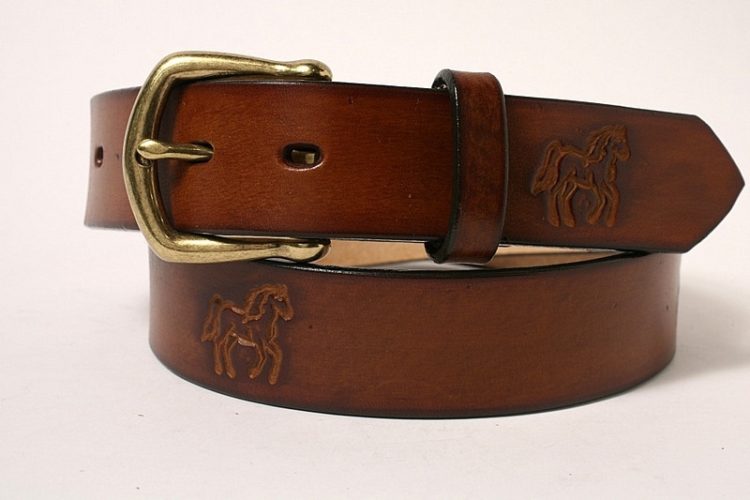 Tooled Leather Horse Belt Cellar Leather