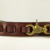 Scissor Snap Hook Leather Belt in Walnut with Natural Brass