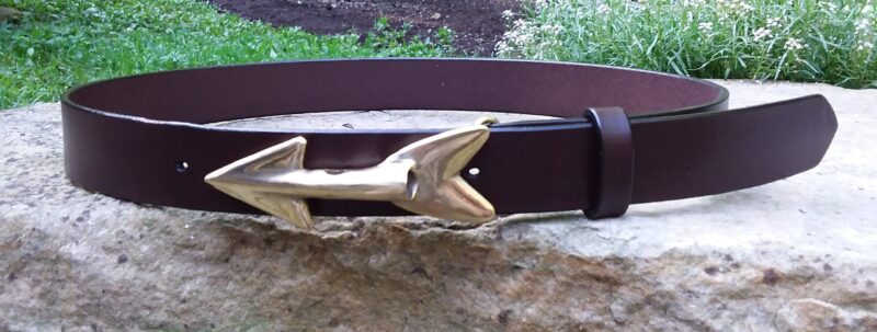 Swordfish Dart Leather Belt in Solid Brass