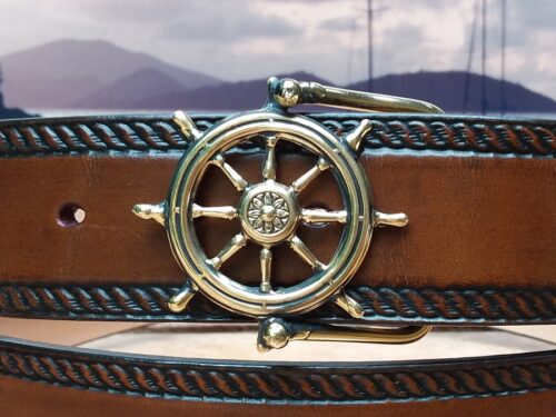 Ships Wheel Buckle in Solid Brass