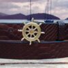 Ships Wheel Leather Sailing Boat in Brown Cobra