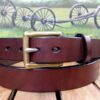 Men's Garrison Leather Work Belt in Walnut Bridle and Solid Brass