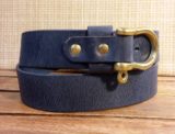 Pin Shackle Leather Sailing Belt in Stone Distressed and Brass