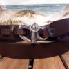 Fixed Bail Snap Shackle Hook Leather Sailing Belt in 1-1/8" Walnut Harness