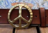 Peace Sign Buckle in Solid Brass