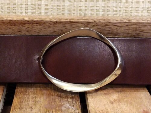 Women's Oval Fashion Leather Belt # 4 in Solid Brass