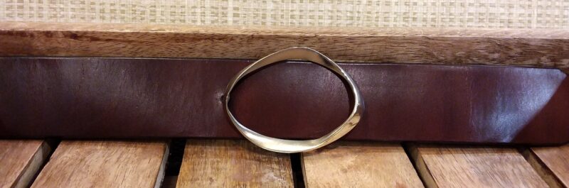 Women's Oval Fashion Leather Belt # 4 in Solid Brass