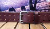 Double Prong Leather Belt in Chestnut Harness with 1-3/4" Nickel Matte Buckle
