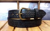 Celtic Knott Leather Belt in Black with 1-1/2" Antique Brass Buckle