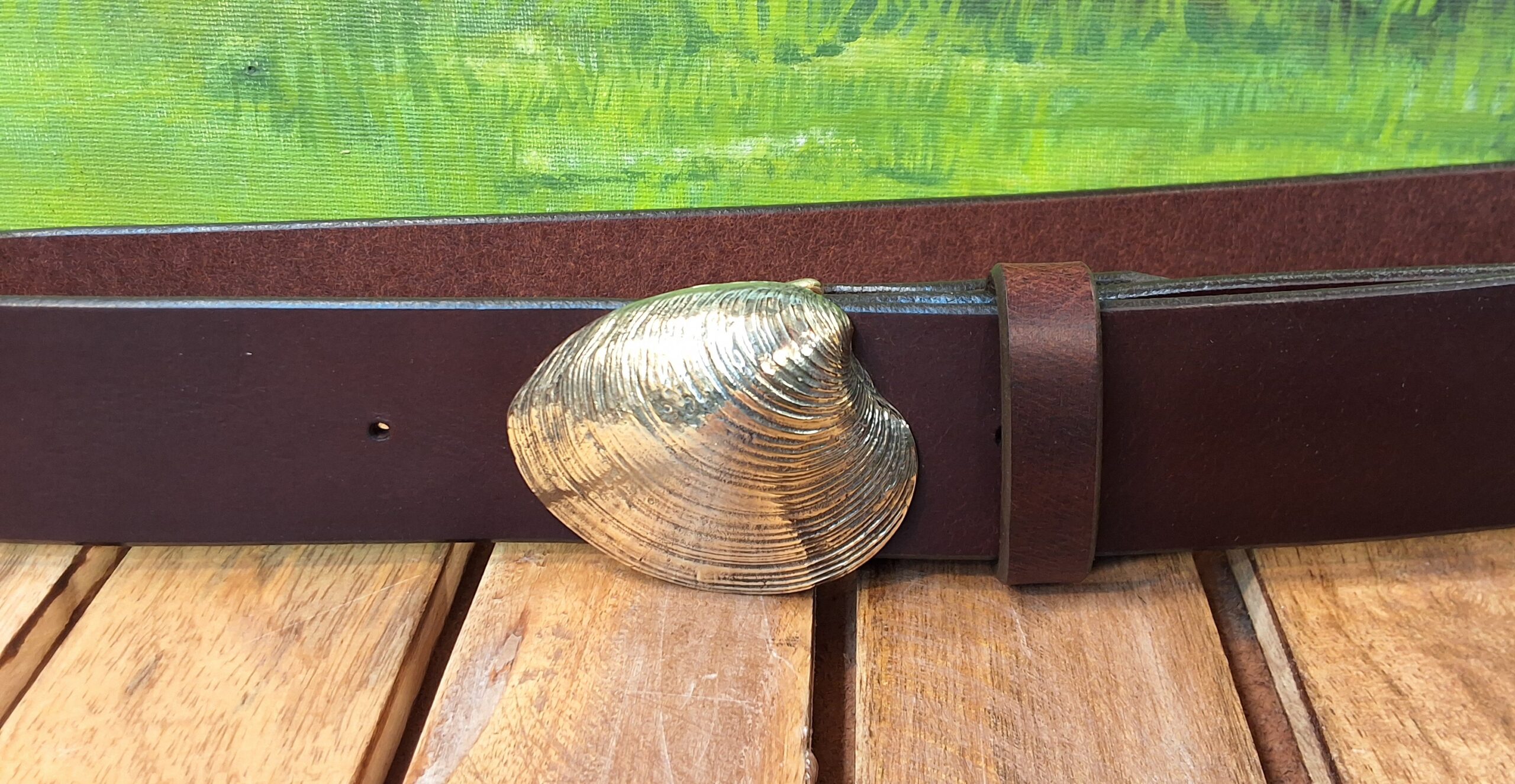 Quahog Shell Buckle in Solid Brass