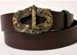 Lighthouse Nautical Leather Belt on Brown Harness