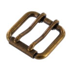Double Prong Textured Antique Brass Roller Bar Buckle in 1-1/4" and 1-1/2"