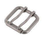 Double Prong Textured Nickle Matte Roller Bar Buckle in 1-1/4" and 1-1/2"