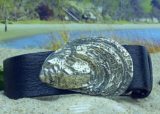 Cotuit Oyster Shell Leather Belt in White Bronze Silver