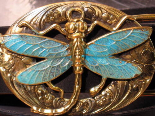 Oval Dragonfly Curved Tail Buckle in Solid Brass