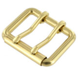 Double Prong Plain Natural Brass Buckle in and 1-1/2" and 1-3/4"