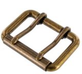 Double Prong Roller Buckle in Antique Brass 1-1/4", 1-1/2" and 1-3/4"