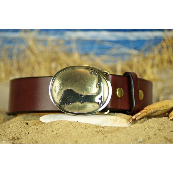 Small Brewster Cape Leather Belt in Solid Brass
