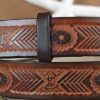 Chevron Leather Belt in Two Tone