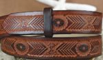 Chevron Embossed Leather Belt in Two Tone Hand Dye