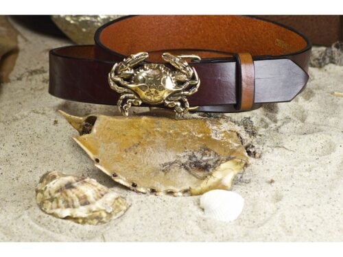 Blue Crab Shell Leather Belt