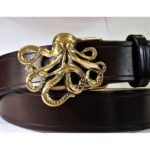 Octopus Leather Belt with Solid Brass Buckle