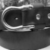 Pin Shackle Leather Sailing Belt in Black and White Bronze Silver