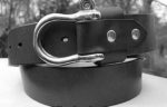 Pin Shackle Leather Sailing Belt in Black and White Bronze Silver