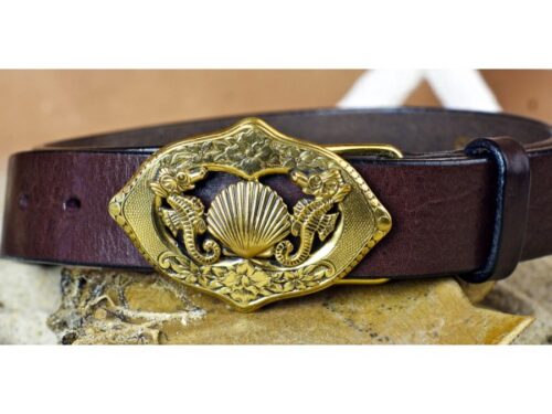 Seahorse Shell Leather Belt