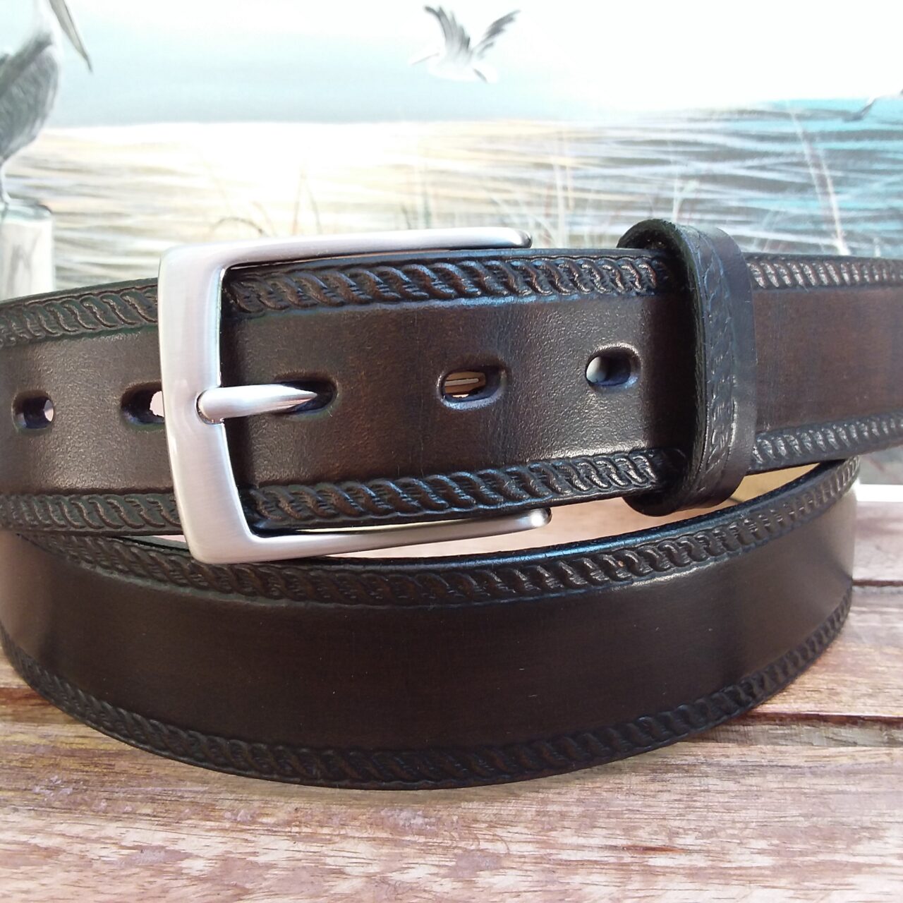 Rope Edge Embossed Leather Belt – Cellar Leather