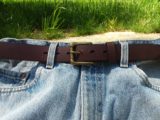Patriot Colonial Leather Belt in Brown Oiled with Solid Brass