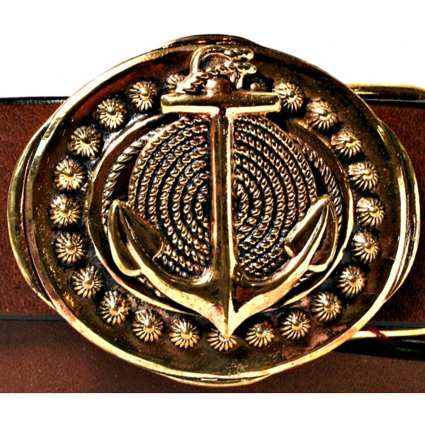 Anchor Rope Beaded Buckle in Solid Brass