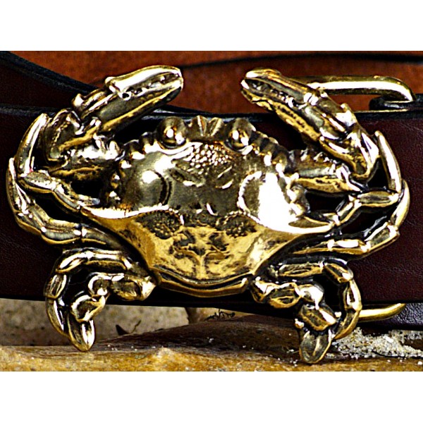 Blue Crab Shell Buckle in Solid Brass