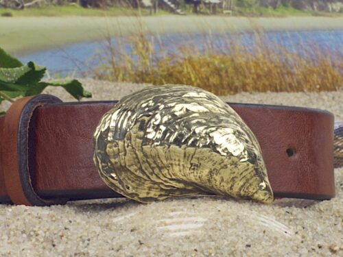 Plymouth Bay Oyster Leather Belt with Solid Brass Buckle