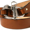 Fixed Bail Snap Shackle Leather Sailing Belt in 1-3/8" Tan Harness