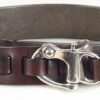 Fixed Bail Snap Shackle Hook Leather Sailing Belt in 1-3/8" Walnut Harness