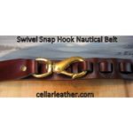 Swivel Snap Hook Leather Belt in Chestnut Harness with Natural Brass