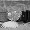 Martha’s Vineyard Aquinnah Tomahawk Oyster Shell Leather Belt in White Bronze Silver