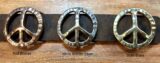 Hammered World Peace Sign Belt Buckle