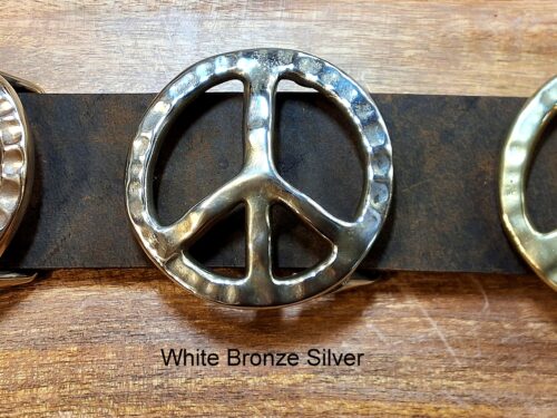 Hammered World Peace Sign Belt Buckle