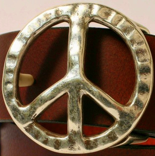 Peace Sign Buckle in Solid Brass
