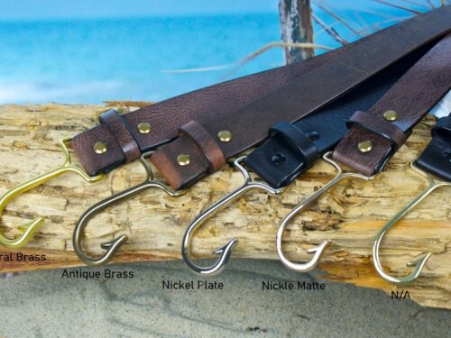 Fish Hook Leather Belts Buckle Finishes
