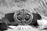 Fleur De Lys Belt with Silver Plate Buckle