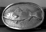 Striped Bass Buckle in White Bronze Silver